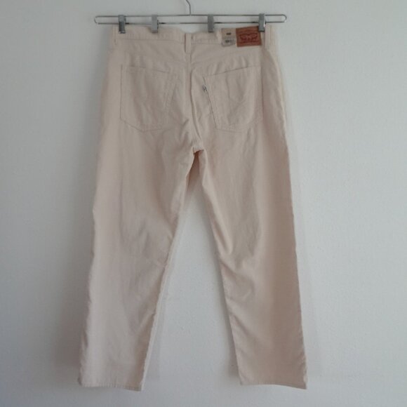 Levi's Corduroy Pants Jeans Women's Size 33x31 Ivory Cords Baggy Straight Leg - Picture 5 of 13